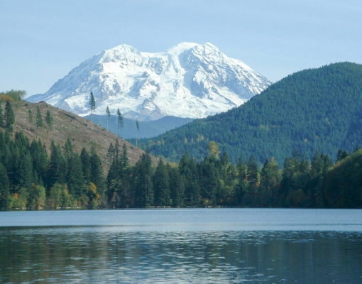 Mount Rainier as seen from Mineral Lake