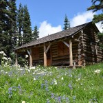 Flowers envelop the historic ranger station at Indian Henry's Hunting Ground