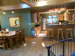 Dining area and kitchen at Buchanans Bunkhouse & Hot Tub House