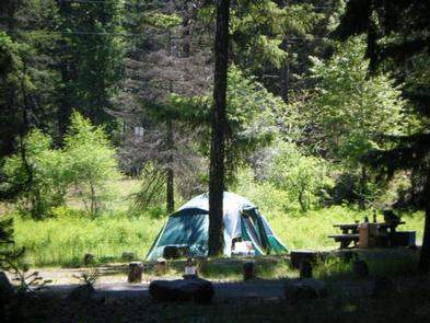 Tent campsite at Little Naches Campground