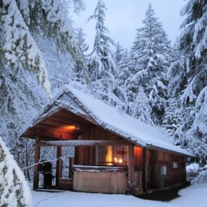 Snow covered cabin