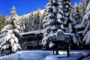 Quicksilver Lodge exterior in winter