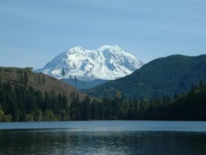 View of Mount Rainier from Mineral Lake