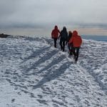 Climbers descending Rainier